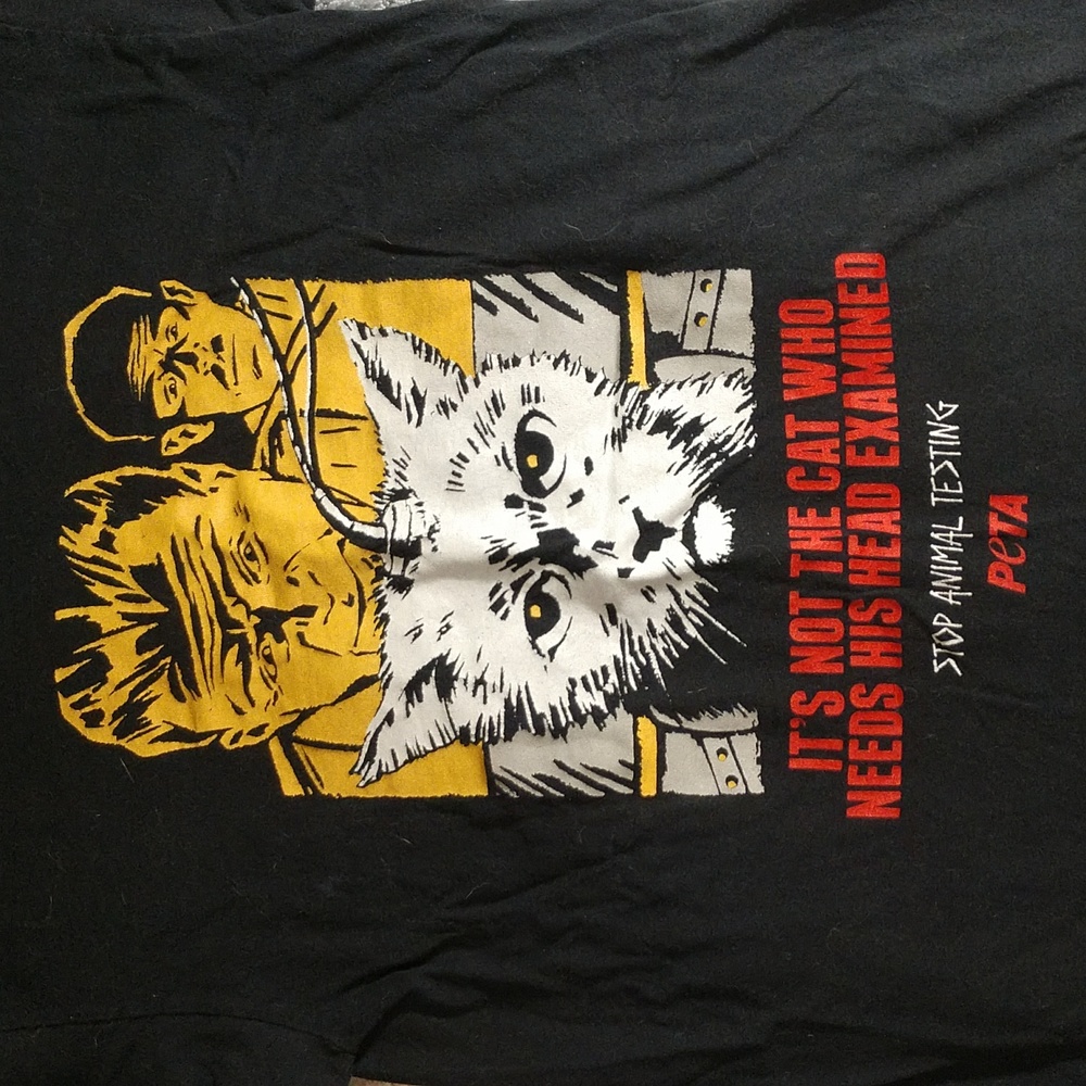 Animal rights t shirt stop animal testing peta black tshirt cat vegan punk goth